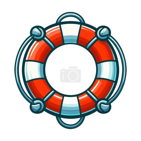 Red and White Life Preserver on White Background.