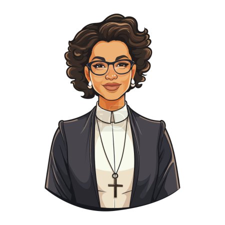 Female pastor of the Protestant church. Vector Illustration.