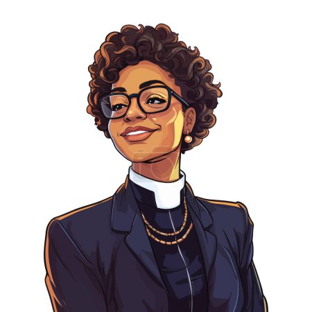 Illustration for Female pastor of the Protestant church. Vector Illustration. - Royalty Free Image