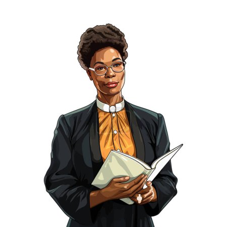 Illustration for Female pastor of the Protestant church. Vector Illustration. - Royalty Free Image