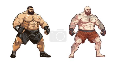Fat MMA fighter. Cartoon vector.