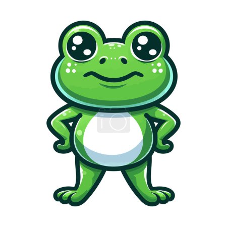 Une grenouille verte avec un grand sourire sur le visage. Vecteur de bande dessinée.