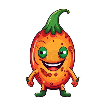 Hot Chili Pepper character. Cartoon vector