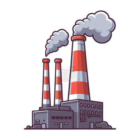 Ilustración de Fábrica que emite humo de sus pilas en el aire. - Imagen libre de derechos