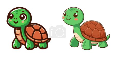 Illustration for Two small turtles standing side by side. - Royalty Free Image