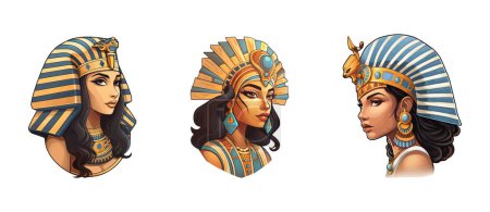 Three Egyptian women wearing traditional headdresses.