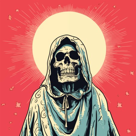 Skeleton Wearing Hood. Cartoon vector