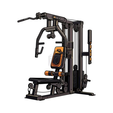 Vector illustration of a multi-functional home gym machine, perfect for fitness and workout designs.