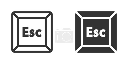 Ilustración vectorial de los iconos clave de Esc en blanco y negro. Perfecto para representar teclados de computadora, tecnología y conceptos de interfaz digital.