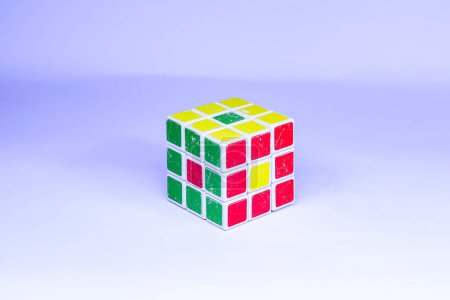 Photo for Rubik 3x3 on blue background - Royalty Free Image