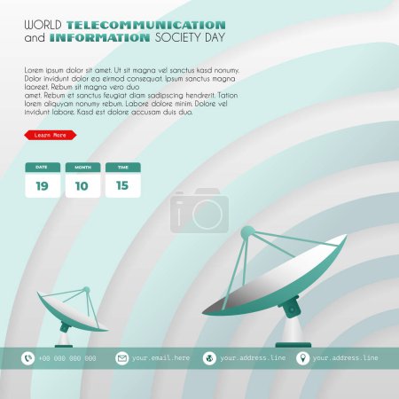 world telecommunications information society day, vector with signal tower and typography