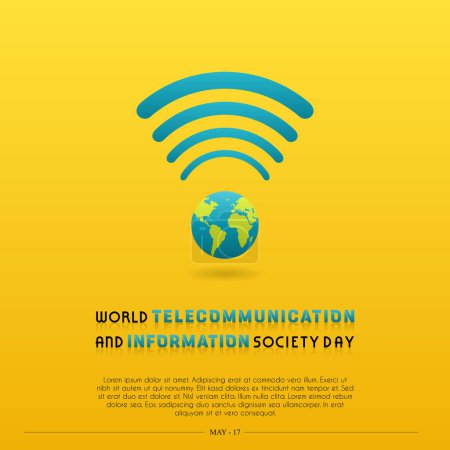 world telecommunications information society day, vector with signal, globe and typography