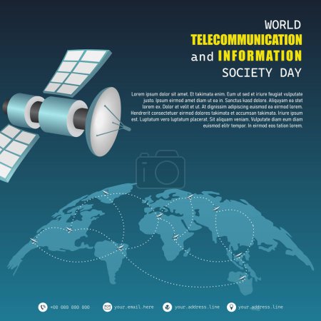 world telecommunications information society day, vector with signal tower and typography