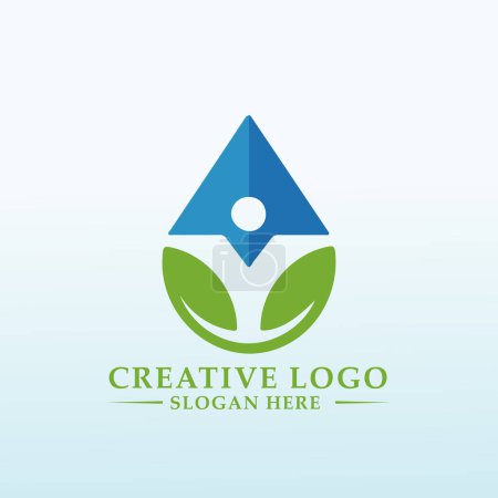 Téléchargez les illustrations : Conception du logo de l'entreprise de conseil en eau et terres - en licence libre de droit