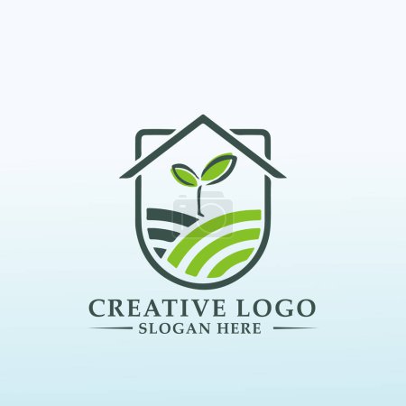 Ilustración de Orgánica micro verde sitio web y tienda quiere un logotipo pegadizo, brillante, simple - Imagen libre de derechos