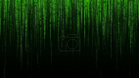 Illustration for Green matrix on the black background with noise effect and dots. Big data visualization. Digital texture backdrop. Vector illustration. - Royalty Free Image