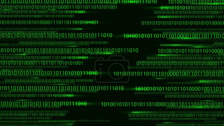Illustration for Green matrix or binary code on the dark background with different numbers and light. Big data visualization. Digital texture backdrop. Vector illustration. - Royalty Free Image
