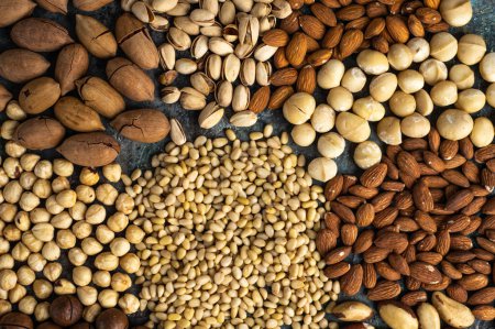 Photo for Natural background made from different kinds of nuts. - Royalty Free Image