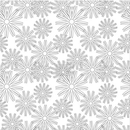 Monochrome seamless floral outline pattern stock vector illustration for web, for print, for fabric print