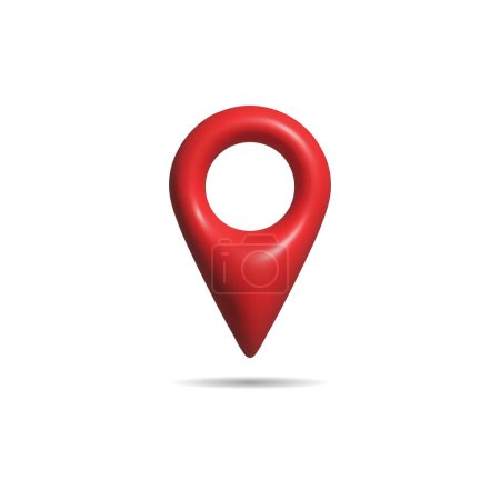 Illustration for Mark location 3d icon. Realistic location map. Pin GPS pointer marker. Red map point 3d rendering design. Vector illustration realistic design. Isolated on white background. - Royalty Free Image