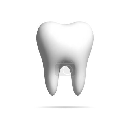 3D rendering teeth icon. Tooth icon realistic illustration. Healthy and whitening teeth. Vector illustration cartoon design. Isolated on white background.