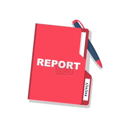 Ilustración de Paper folder and pen. Folder with the report documents. Vector illustration of a flat design. Management and planning concept. - Imagen libre de derechos