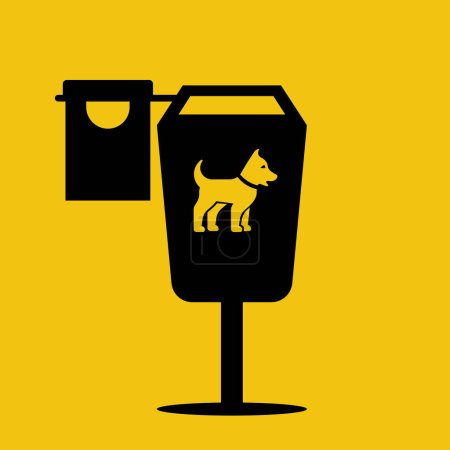 Illustration for Clean up the shit. Trash can for pet poop. Clean up after your pet. Social rules. Pick up and remove. Vector illustration flat design. - Royalty Free Image