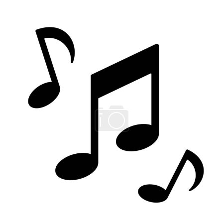 Illustration for Musical note black icon. Vector illustration flat design. Isolated on white background. - Royalty Free Image