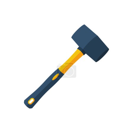 Illustration for Tile hammer. Hammer with rubberized yellow handle. Hand tools for laying tiles and stones. Vector illustration flat design. Isolated on white background. - Royalty Free Image