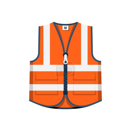 Safety jacket flat icon. Orange emergency vest. Special uniform. Reflective safety vest. Vector illustration flat design. Isolated on white background.