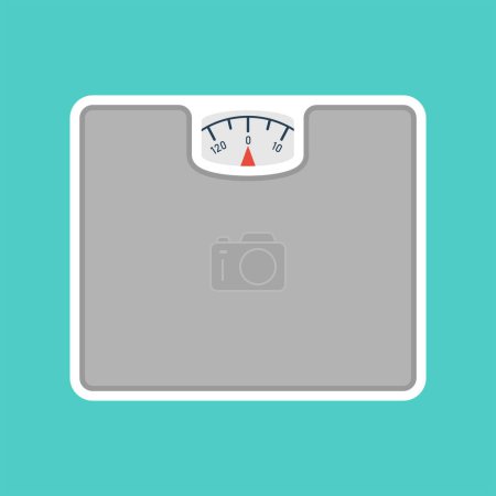 Illustration for Fitness floor scales with arrow. Vector illustration flat design. Isolated on white background. Scales isolated on white background. Template for measuring weight. - Royalty Free Image