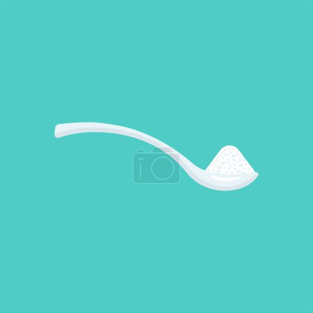 Spoon of sugar. Spoon of salt. Sweet or salty. Cooking element. Sign for web design. Vector illustration flat design. Isolated on white background.