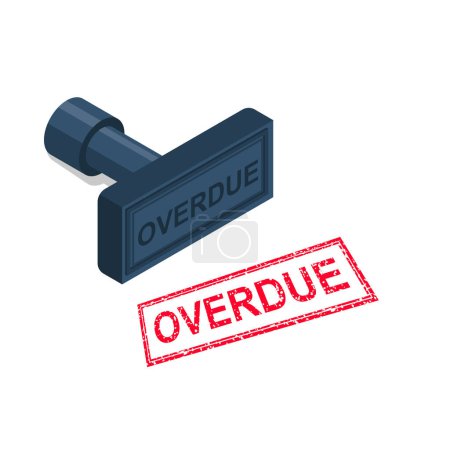 Illustration for Overdue stamp. Rubber stamp. Red grunge stamp. Vector illustration flat design. Isolated on white background. - Royalty Free Image