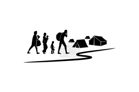 Vectores de silueta de refugiados e ilustraciones para el día mundial de los refugiados.