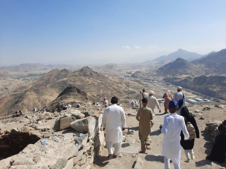Photo for Pilgrims from all over the world are going to visit Hira cave on the top of Al Noor mountain in Mecca. - Royalty Free Image