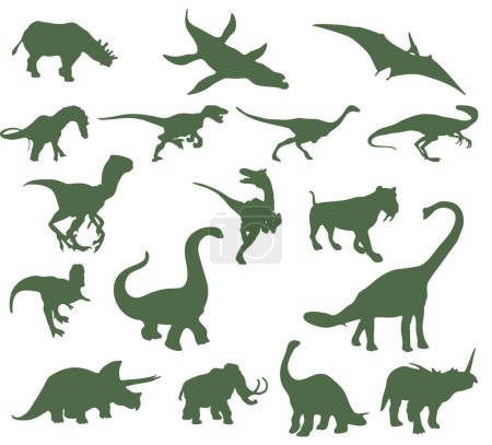 Illustration for Set of silhouettes of ancient dinosaurs - Royalty Free Image