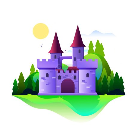 Illustration for Illustration of a castle during the day - Royalty Free Image