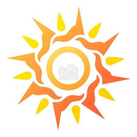 Téléchargez les illustrations : Un symbole chaleureux et lumineux du soleil. icône du soleil - en licence libre de droit