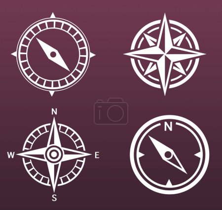 Illustration for An image of a wind rose and a compass - Royalty Free Image
