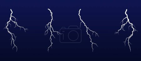 Téléchargez les illustrations : Un ensemble de quatre éclairs de tempête - en licence libre de droit