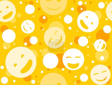 Illustration for Seamless yellow pattern with smiling emoticons. Seamless background - Royalty Free Image