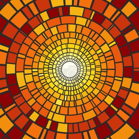 Ilustración de Fondo naranja mosaico abstracto con círculos concéntricos. Fondo de mosaico naranja cálido - Imagen libre de derechos