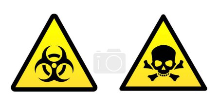Téléchargez les illustrations : Deux signes jaunes de toxicité et de danger - en licence libre de droit
