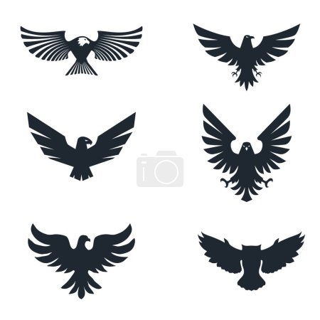 Ilustración de Águila con alas icono conjunto. Logo águila - Imagen libre de derechos