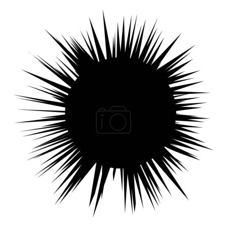 Téléchargez les illustrations : Silhouette d'oursin. Image d'une sphère noire avec de longues pointes. - en licence libre de droit