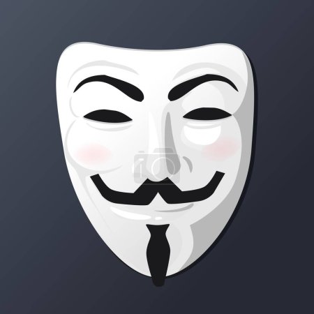 Illustration for Mask of Vendetta, symbol of the anonymous movement. Vector illustration of an anonymous mask - Royalty Free Image
