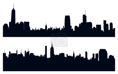 Ilustración de Siluetas de una ciudad densamente construida. Silueta de Nueva York - Imagen libre de derechos