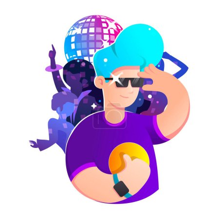 Illustration for Illustration of a party guy in a club - Royalty Free Image