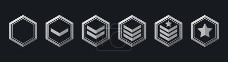 Illustration for Line of military ranks. Rating system in the game - Royalty Free Image
