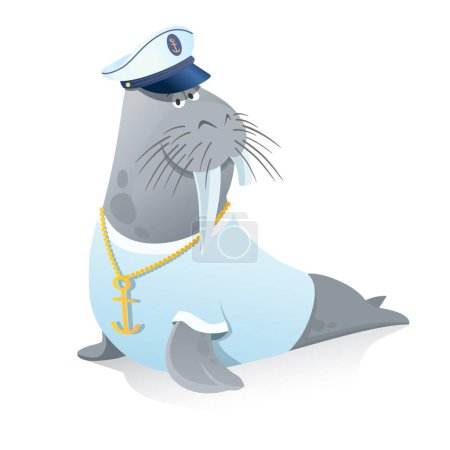 Illustration for Illustration of a walrus captain in uniform - Royalty Free Image